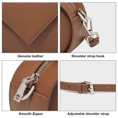 Ladies Round Hasp Split Leather Crossbody Bag | Dotflakes