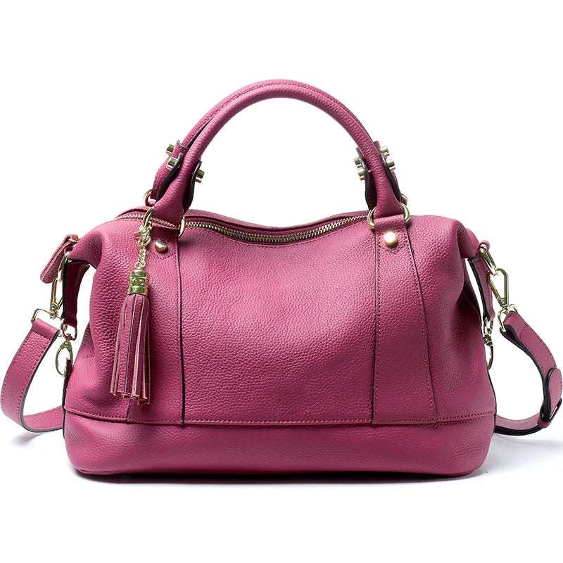 Ladies Leather Large Capacity Multi-compartment Handbag | Dotflakes