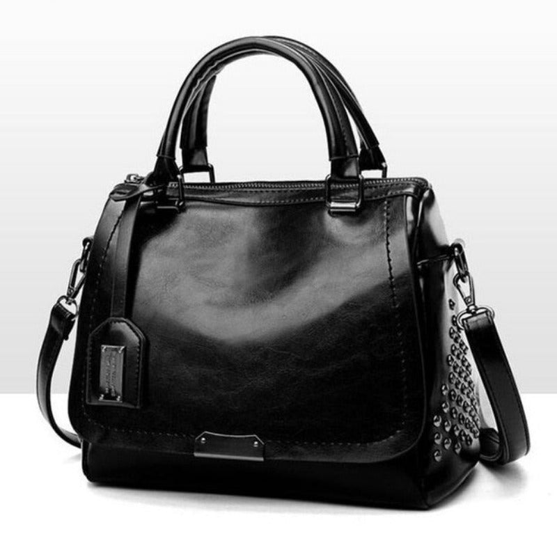 Women's Vintage Rivet Sequined Leather Handbag | Dotflakes