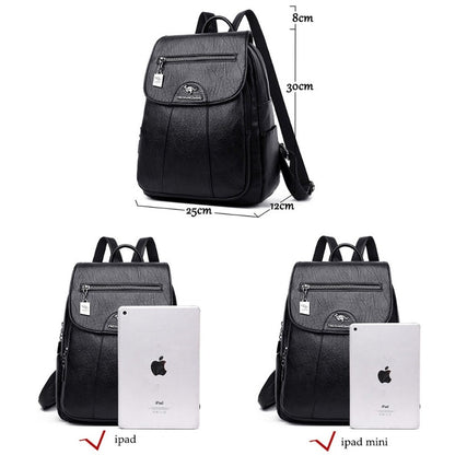 Women's Casual Soft Leather Schoolbag Backpacks - Dotflakes