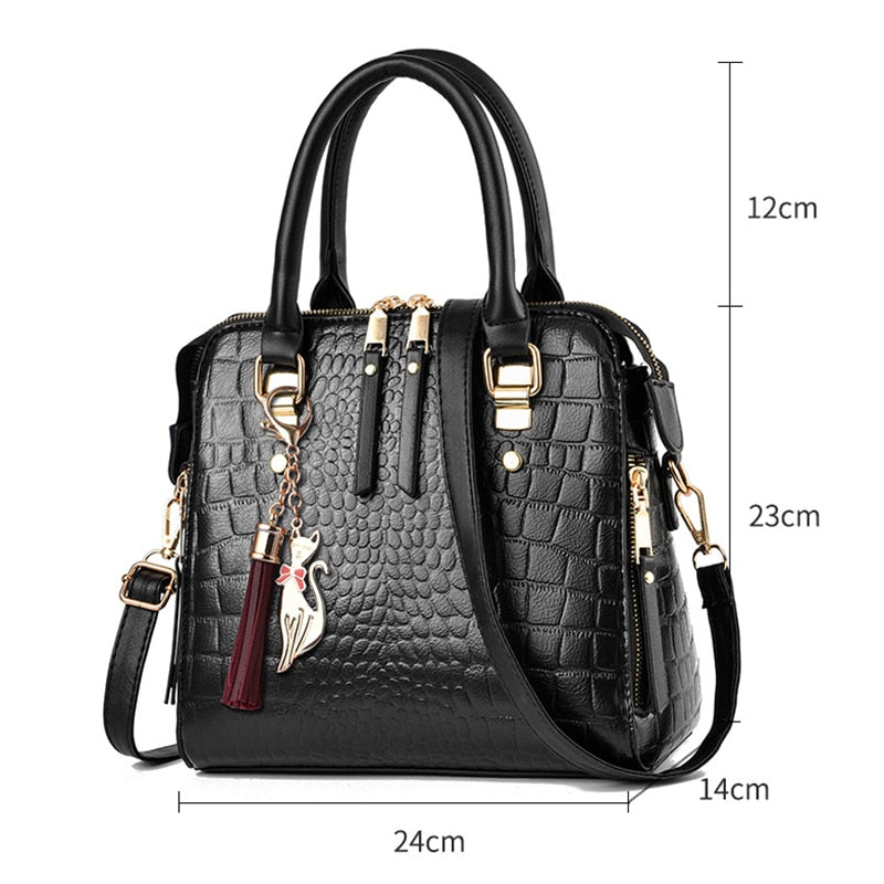 Women Retro Alligator PU Leather Handbag | Dotflakes