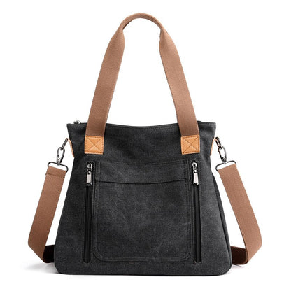 Ladies Canvas Solid Color Messenger Tote Bag | Dotflakes