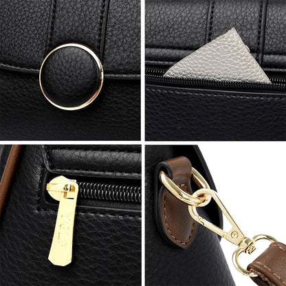 Women's Contrast Color Strap Leather Handbag | Dotflakes