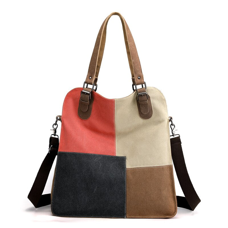 Women's Fashion Block Color Tote Bag | Dotflakes