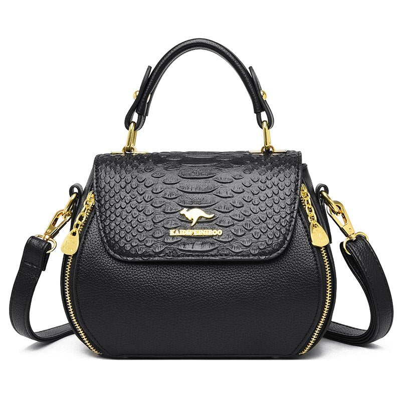 Ladies Leather Solid Color Handbag | Dotflakes