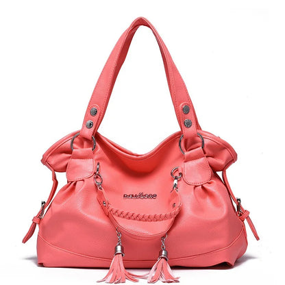 Ladies Leather Tassel Shoulder Handbag | Dotflakes