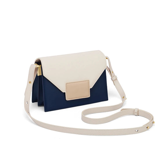 Women's Color Contrast Leather Crossbody Bag | Dotflakes