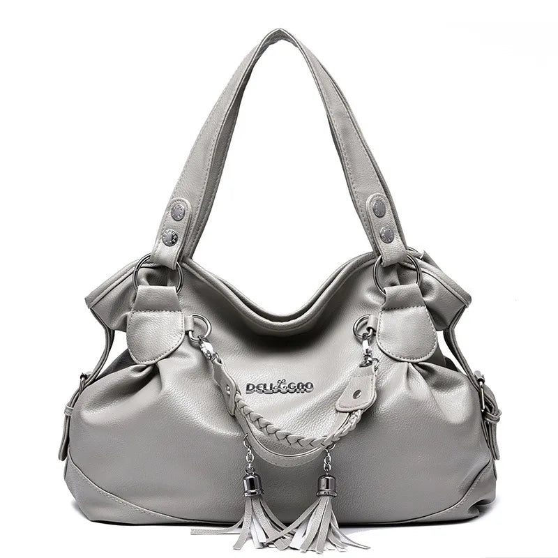 Ladies Leather Tassel Shoulder Handbag | Dotflakes
