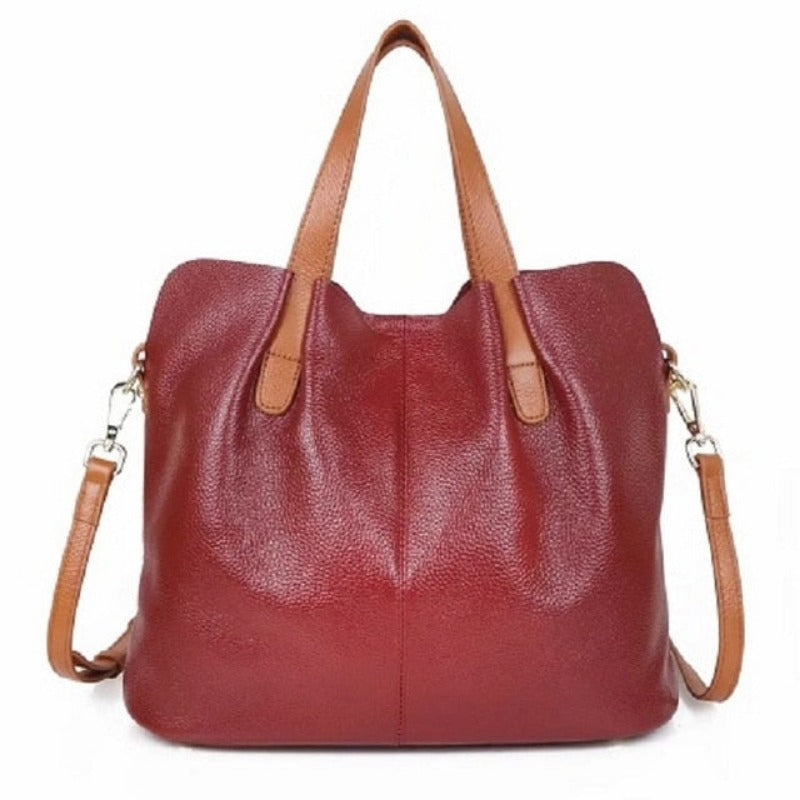 Women's Leather Solid Color Shoulder Tote | Dotflakes