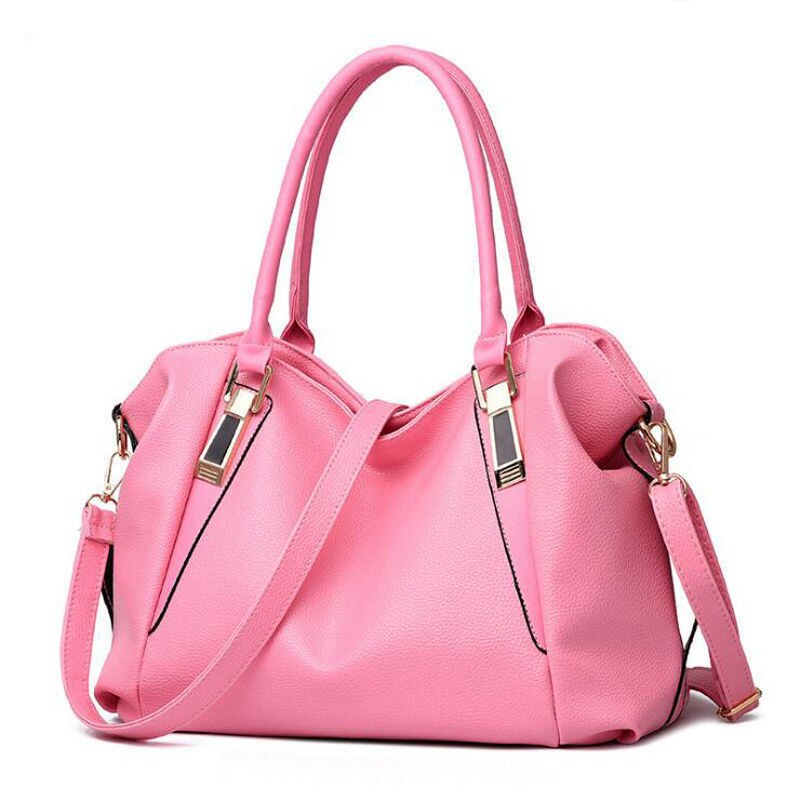 Ladies Solid Color Soft Leather Satchel Handbag | Dotflakes