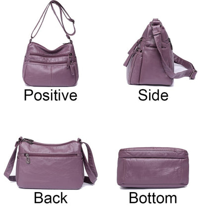 Women Vintage Solid Color Soft Shoulder Bag | Dotflakes