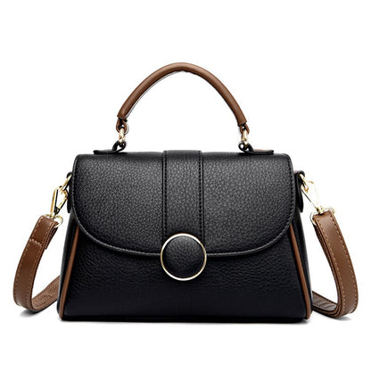 Women's Contrast Color Strap Leather Handbag | Dotflakes