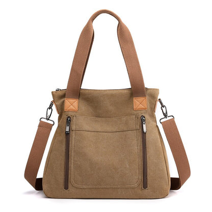 Ladies Canvas Solid Color Messenger Tote Bag | Dotflakes