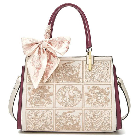 Ladies Leather Silk Scarf Fashion Print Handbag | Dotflakes