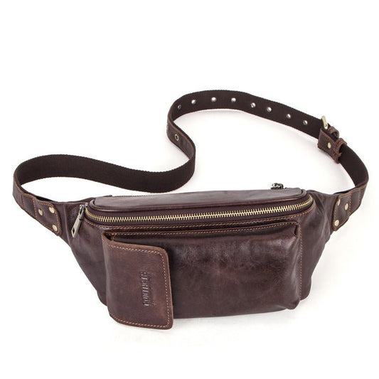 Brown Leather Waist Belt Bag | Dotflakes