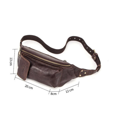 Brown Leather Waist Belt Bag | Dotflakes Inc.