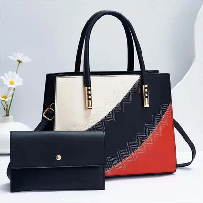 Fashion Spliced Women's Handbag+Wallet | Dotflakes