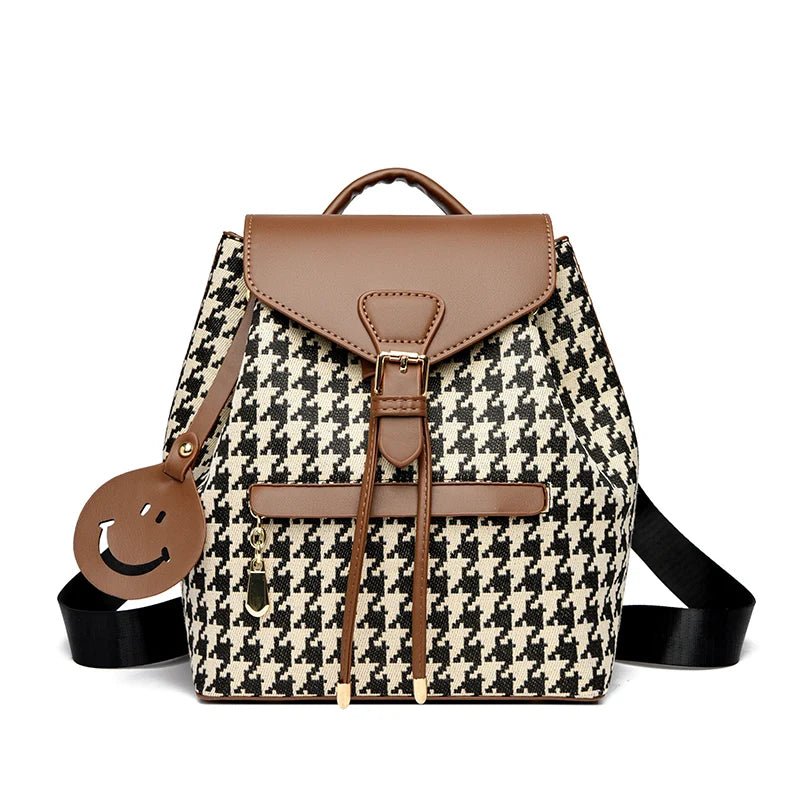 Girls' Soft Leather Vintage Bicolor Backpack | Dotflakes