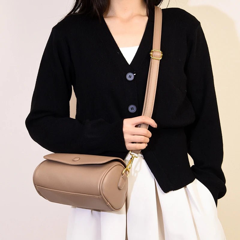 Ladies Barrel Shaped Crossbody Messenger Bag | Dotflakes