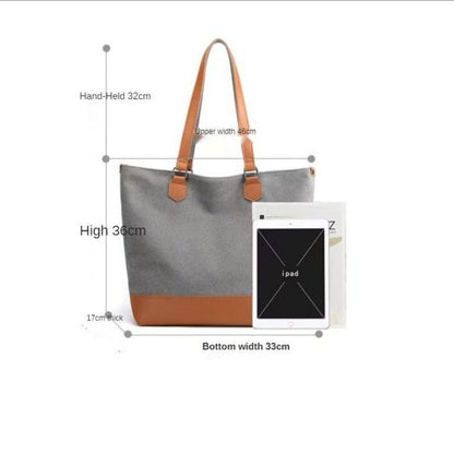 Ladies Canvas & PU Contrast Color Tote Bag | Dotflakes