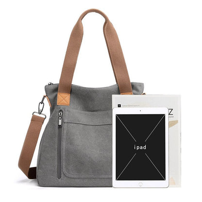 Ladies Canvas Solid Color Messenger Tote Bag | Dotflakes