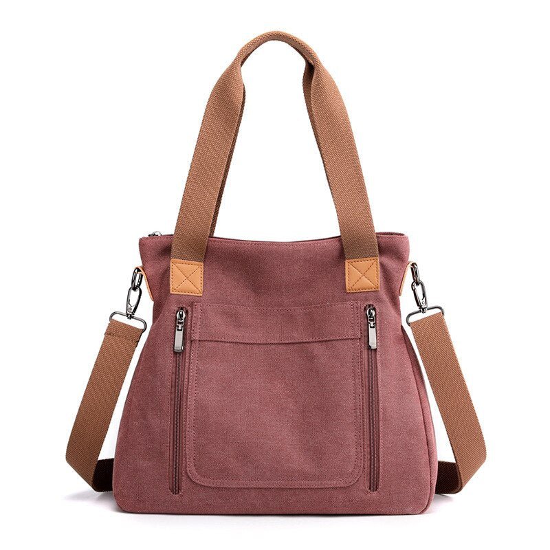 Ladies Canvas Solid Color Messenger Tote Bag | Dotflakes