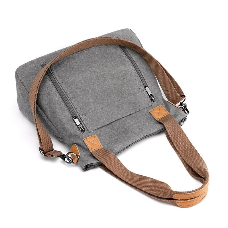 Ladies Canvas Solid Color Messenger Tote Bag | Dotflakes