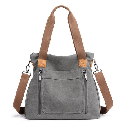 Ladies Canvas Solid Color Messenger Tote Bag | Dotflakes