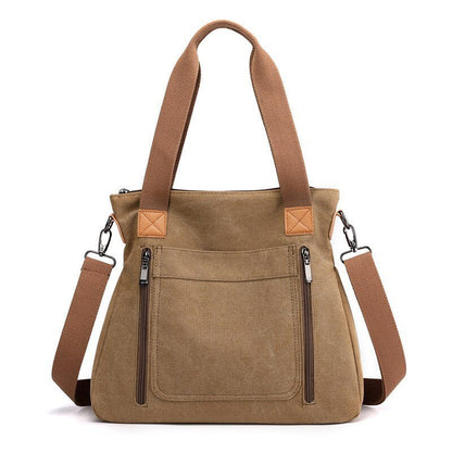 Ladies Canvas Solid Color Messenger Tote Bag | Dotflakes