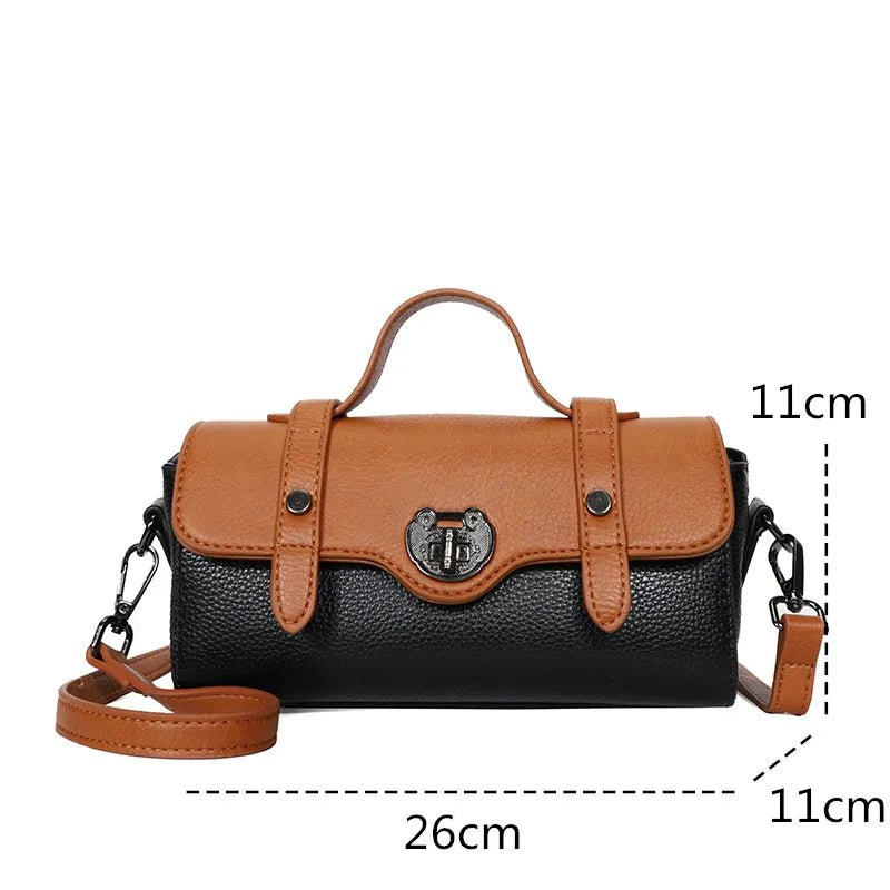 Ladies Fashion Button Black - Brown Crossbody Bag | Dotflakes