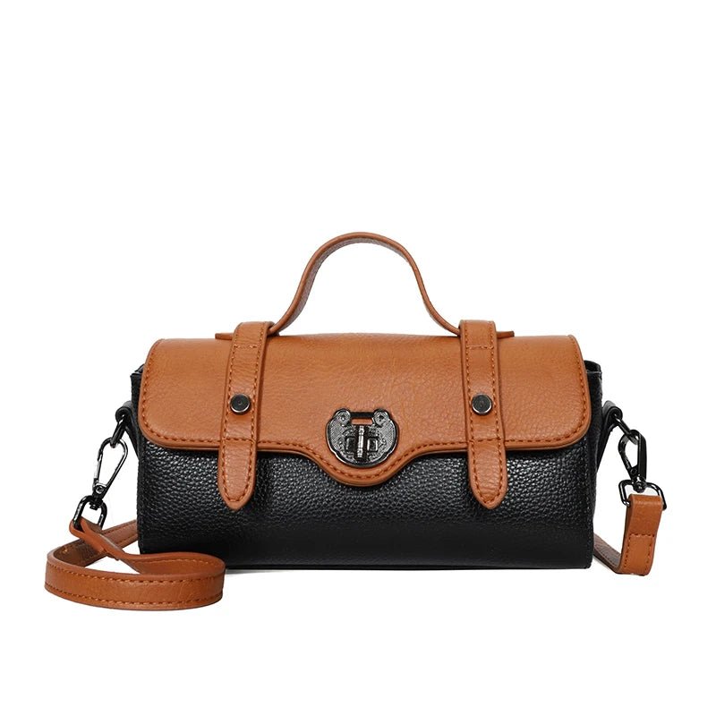 Ladies Fashion Button Black - Brown Crossbody Bag | Dotflakes