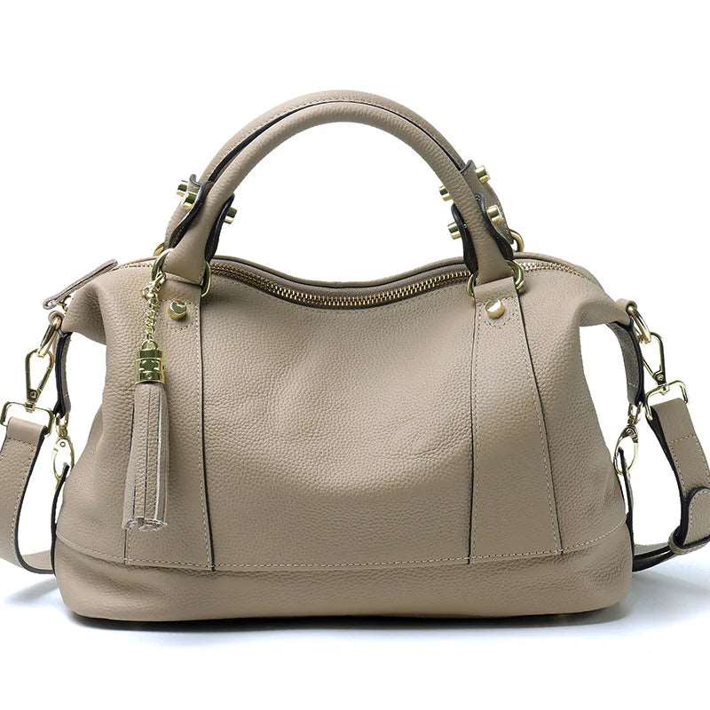 Ladies Leather Large Capacity Multi - compartment Handbag | Dotflakes