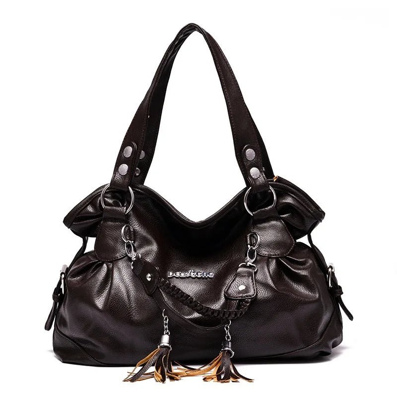 Ladies Leather Tassel Shoulder Handbag | Dotflakes