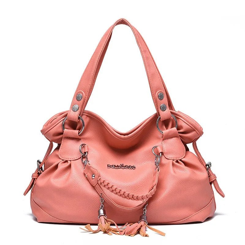 Ladies Leather Tassel Shoulder Handbag | Dotflakes