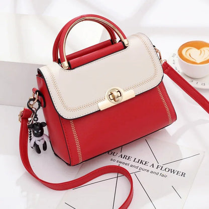 Ladies Lock Flap Contrast Color Handbag | Dotflakes