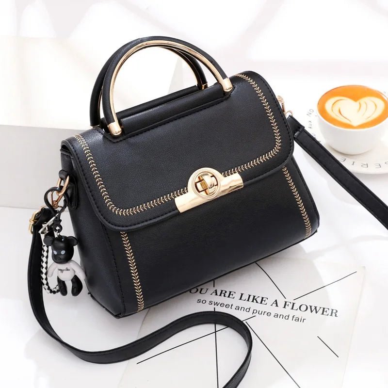 Ladies Lock Flap Contrast Color Handbag | Dotflakes