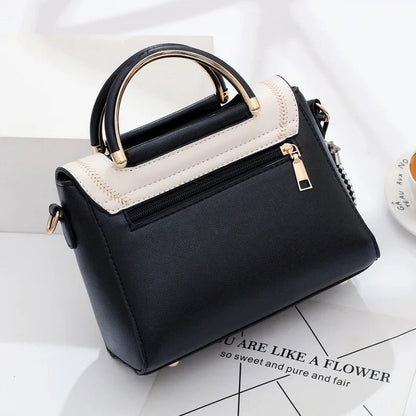 Ladies Lock Flap Contrast Color Handbag | Dotflakes