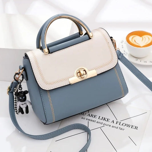 Ladies Lock Flap Contrast Color Handbag | Dotflakes