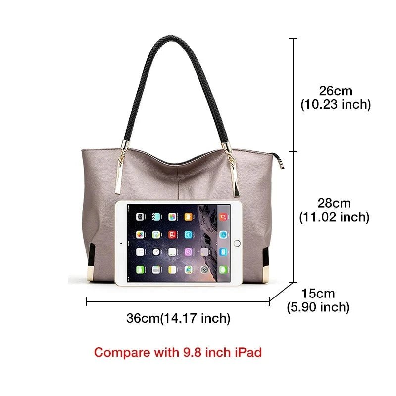 Ladies Luxury Zipper Top - Handle Stylish Tote | Dotflakes