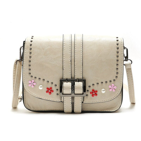 Ladies Rivet Floral Flap Crossbody Messenger Bag | Dotflakes