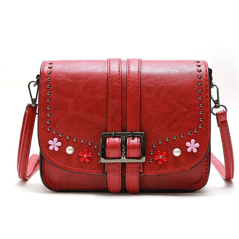 Ladies Rivet Floral Flap Crossbody Messenger Bag | Dotflakes