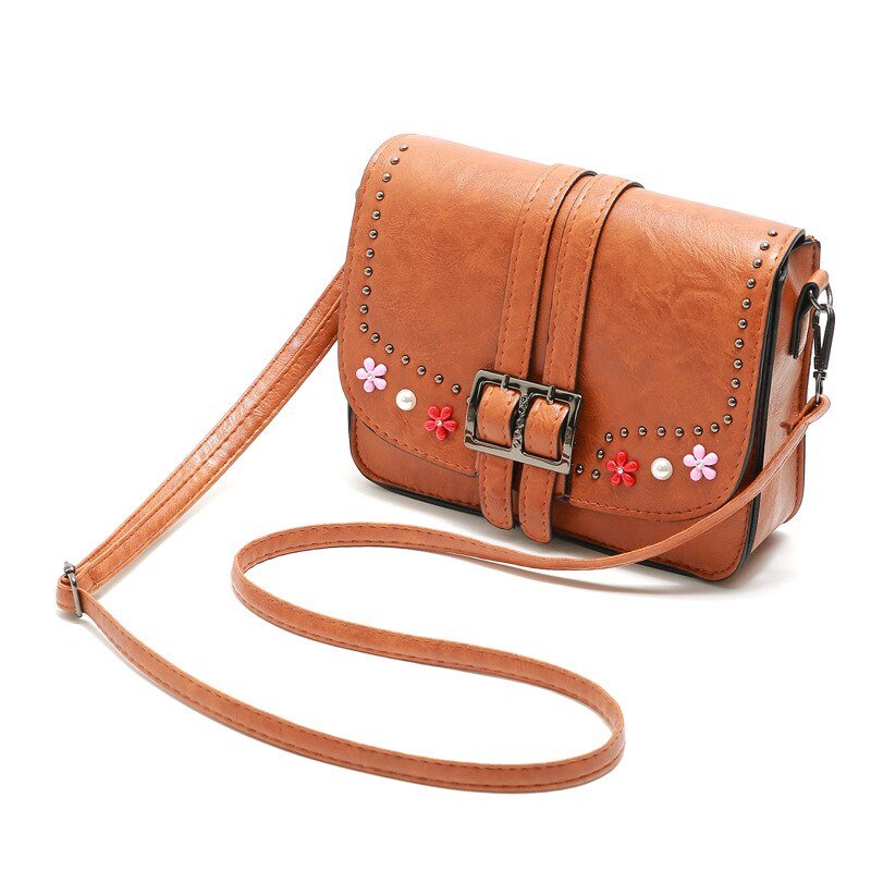 Ladies Rivet Floral Flap Crossbody Messenger Bag | Dotflakes