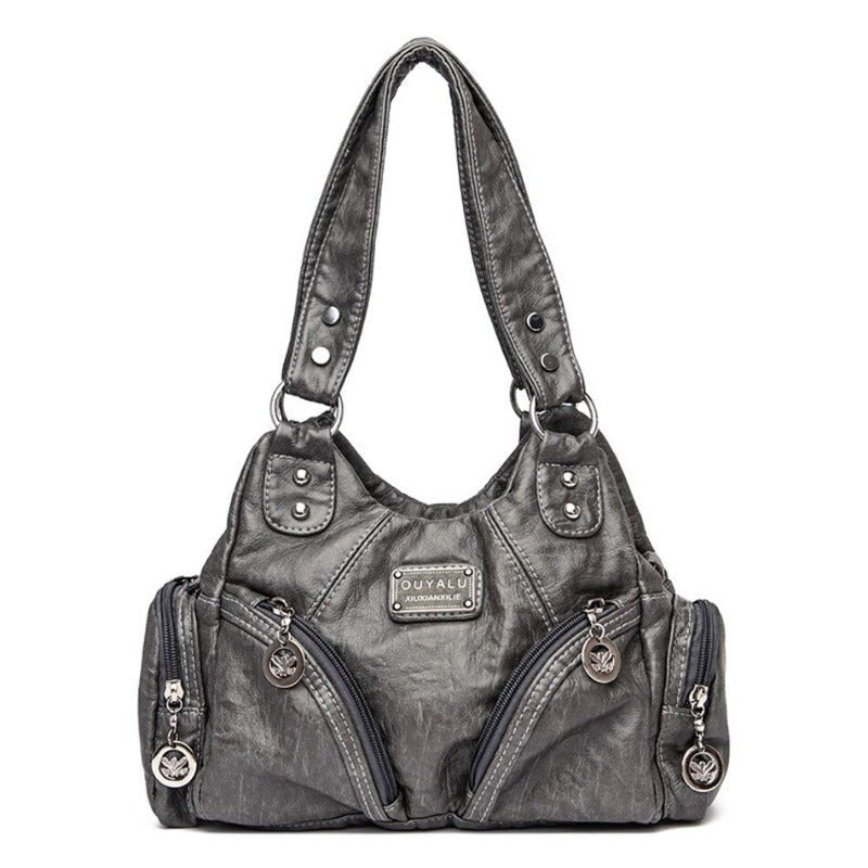 Ladies Solid Color Retro Leather Luxury Shoulder Bag | Dotflakes