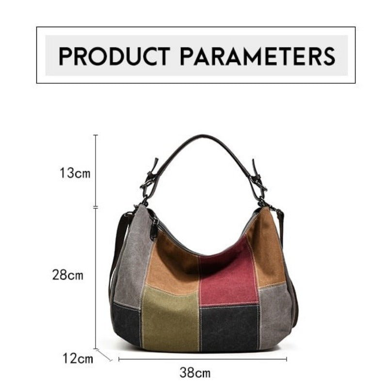 Ladies Vintage Stitched Contrast Color Shoulder Bag | Dotflakes