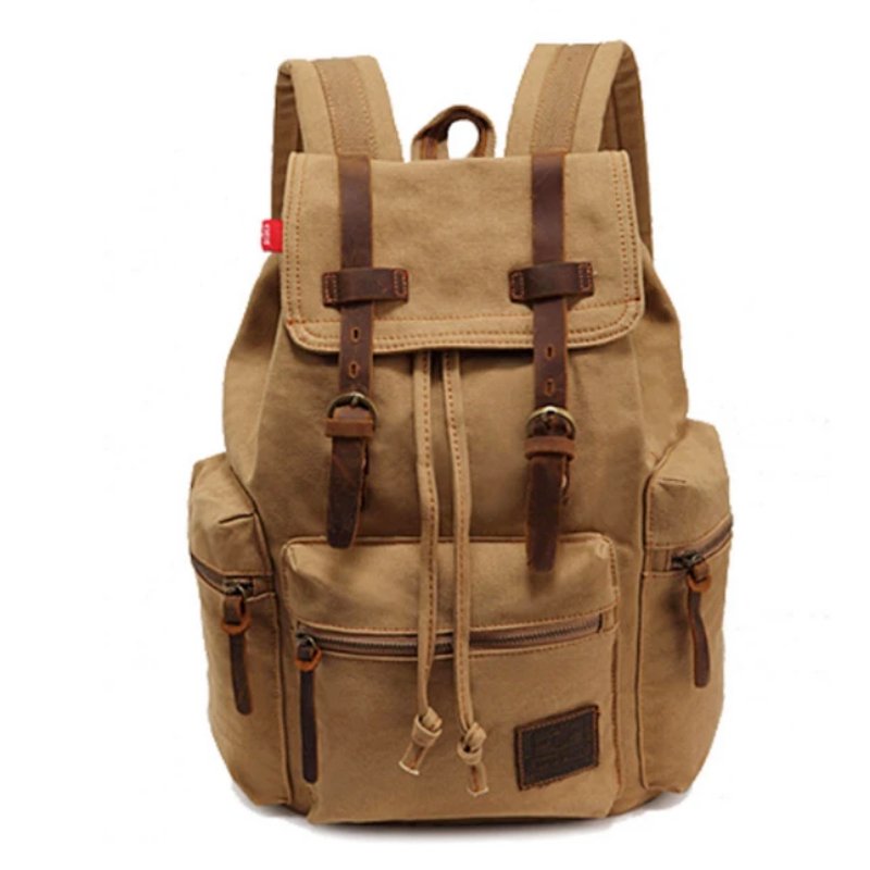 Men's Vintage Solid Color Fabric Backpack | Dotflakes