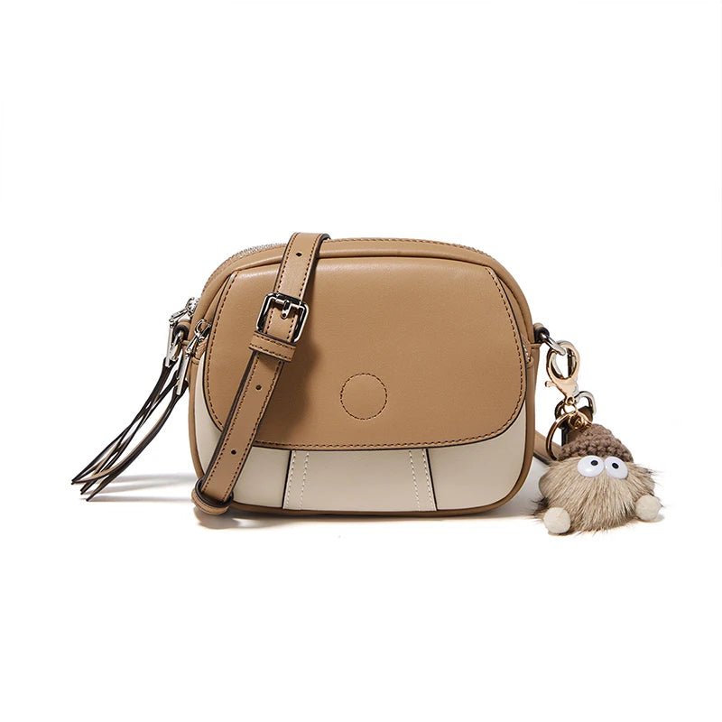 Women's Bicolor Leather Flap Crossbody Bag | Dotflakes