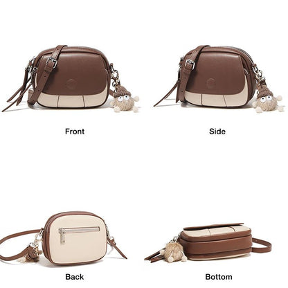 Women's Bicolor Leather Flap Crossbody Bag | Dotflakes