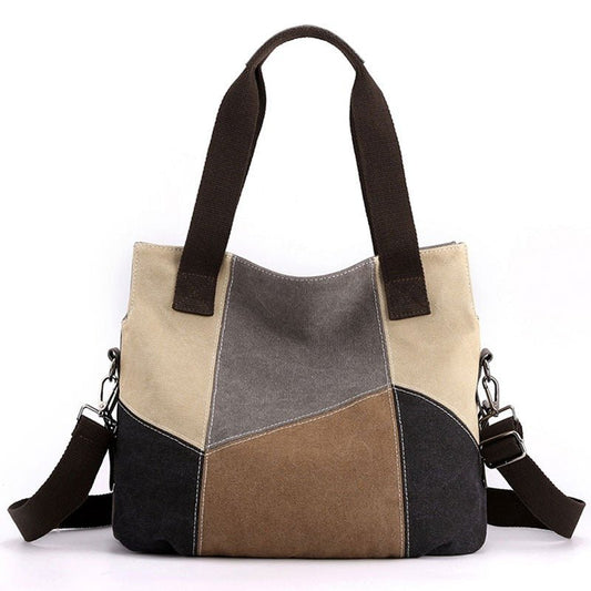 Women's Canvas Patchwork Crossbody Tote | Dotflakes