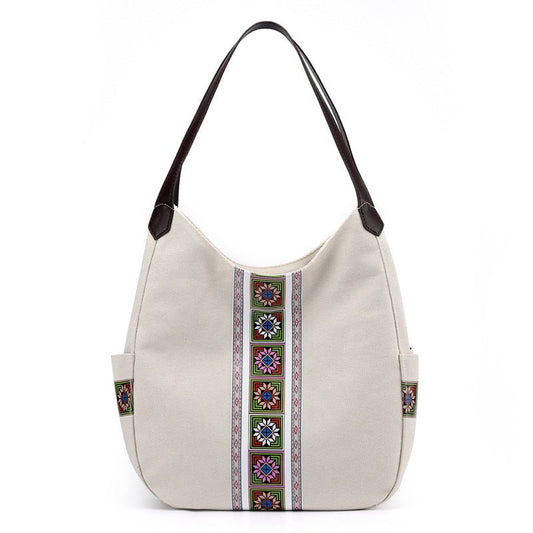 Women's Canvas Reusable Shopping Tote Bag | Dotflakes