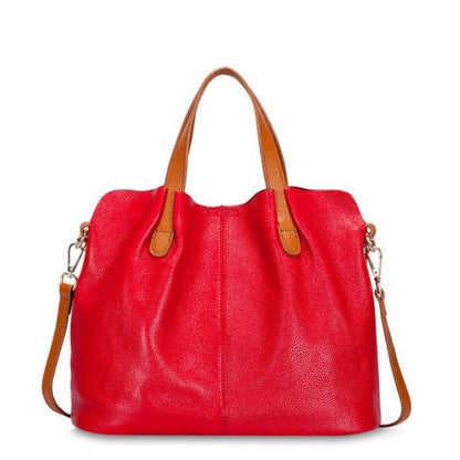 Women's Leather Solid Color Shoulder Tote | Dotflakes